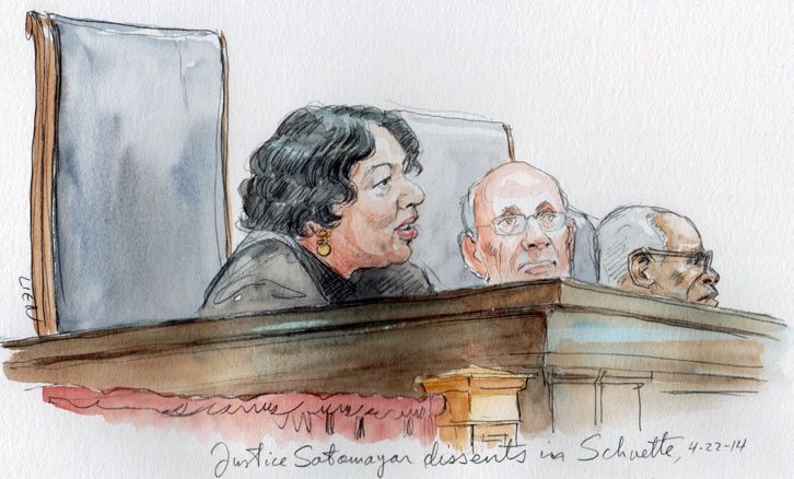 Justice Sotomayor dissents in Schuette. (Art Lien)