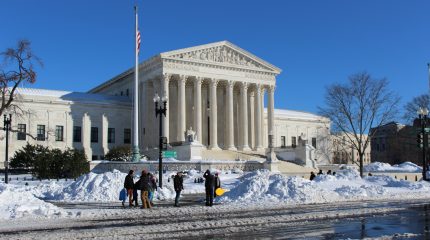 Supreme Court building after snowfall