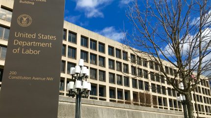 Outside the US Department of Labor building