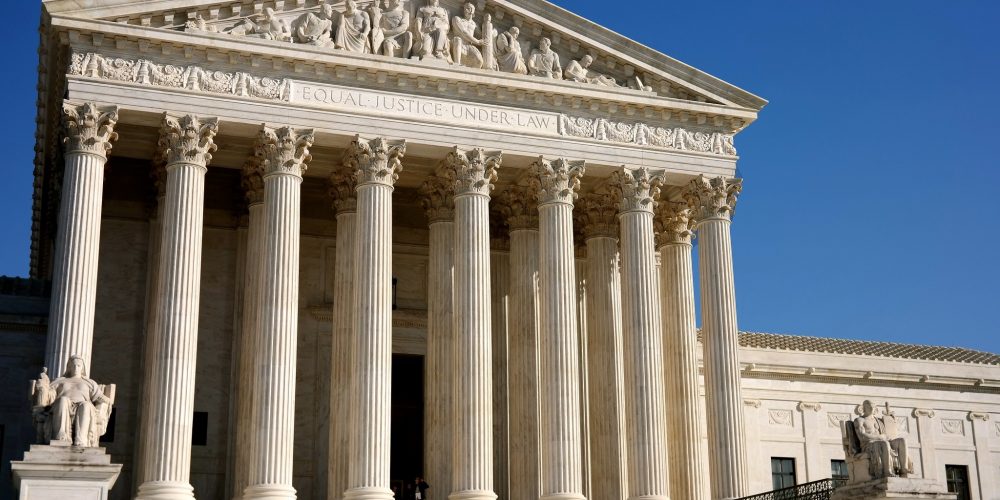 The front of the Supreme Court building.