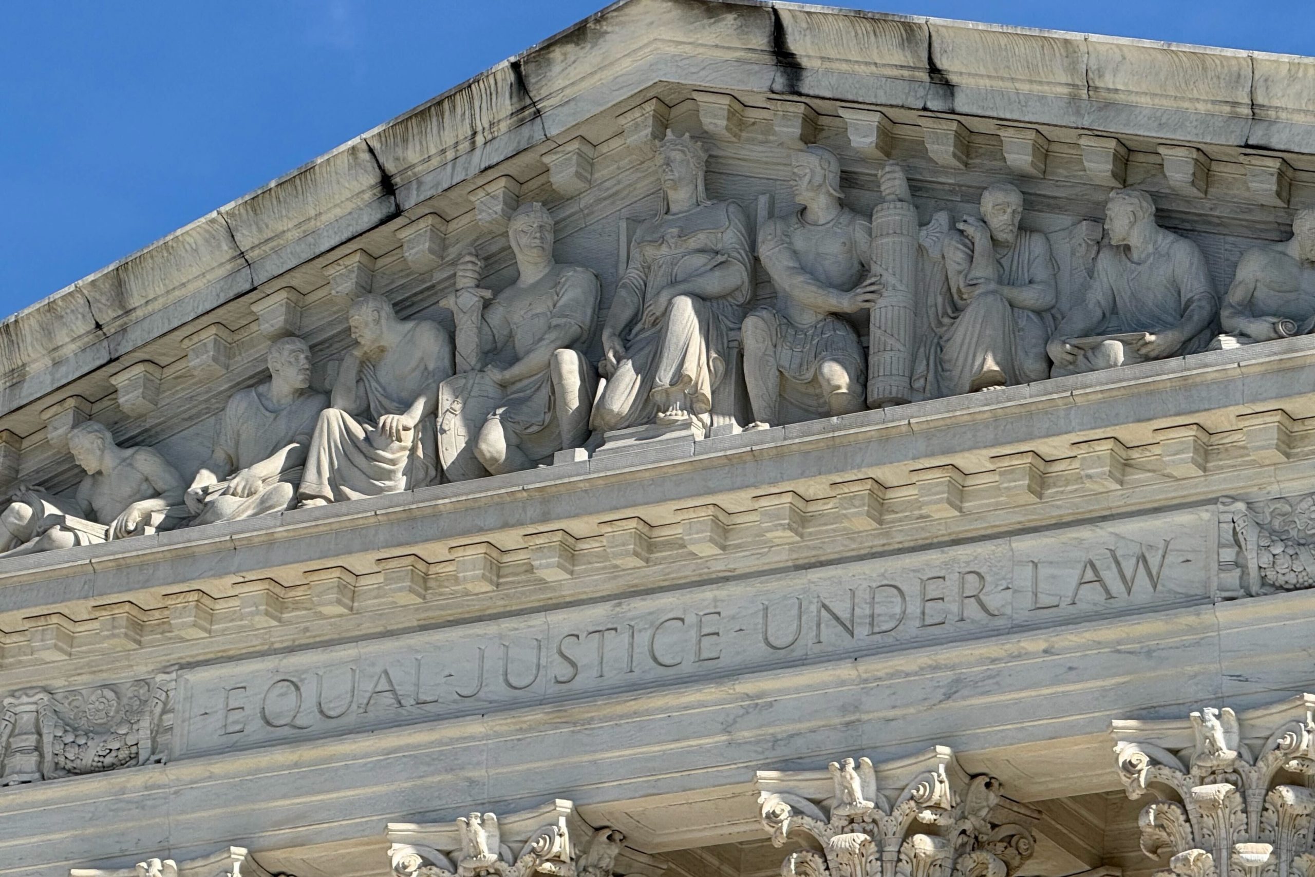 Carvings over the Supreme Court entrance