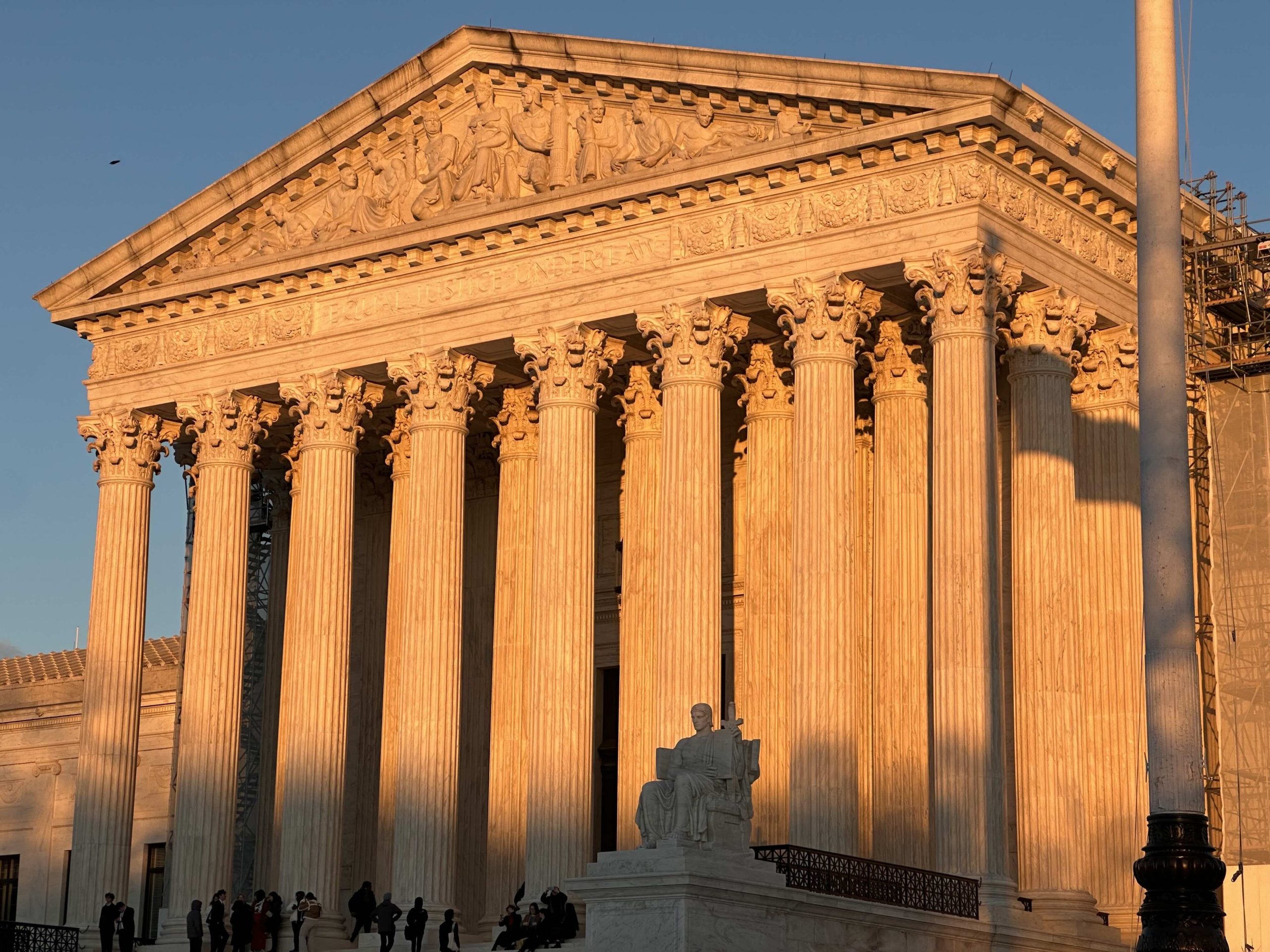 The Supreme Court building at sunset