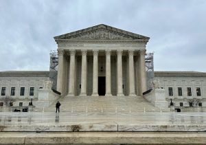 Supreme Court building in rain