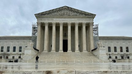 Supreme Court building in rain