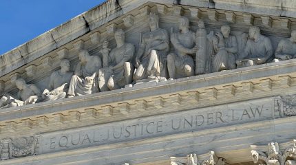 The carvings over the Supreme Court steps