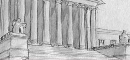 Sketch of the Supreme Court building in grey